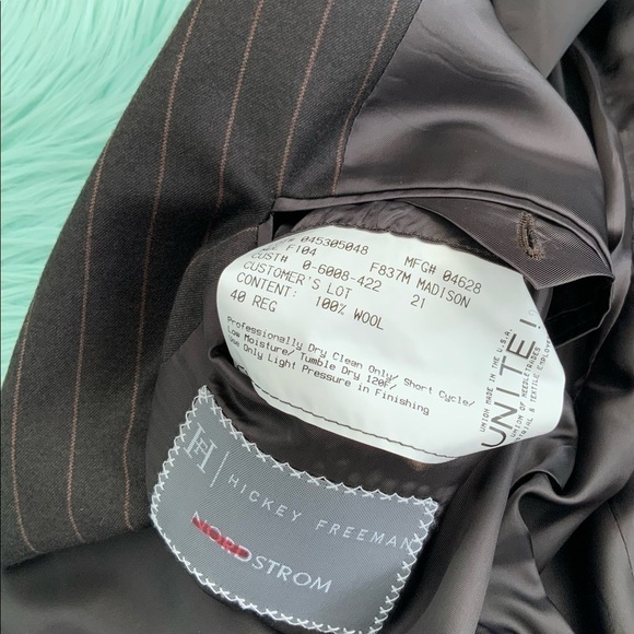 Hickey Freeman Classic Fit Brown Pin Stripe Wool Suit - Picture 6 of 11